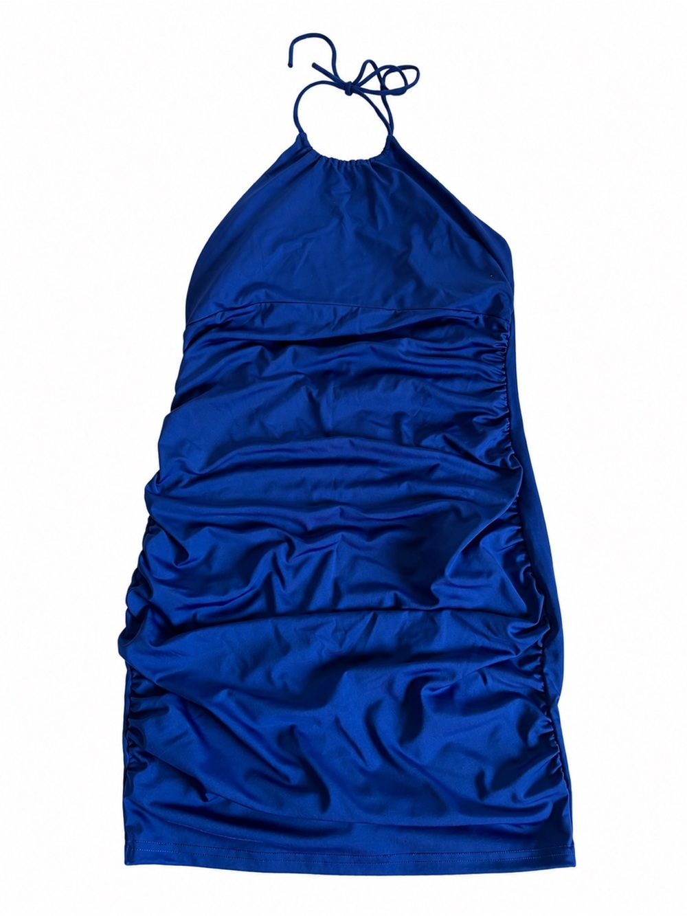 Halter Neck Mini Dress in Vibrant Royal Blue